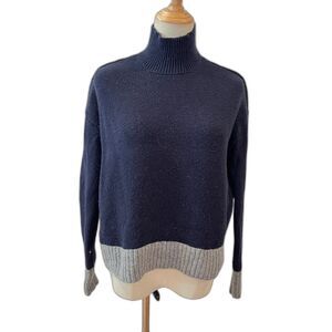LOFT Ann Taylor Blue/Grey Pullover Sweater PXXS Ribbed Mock Neck